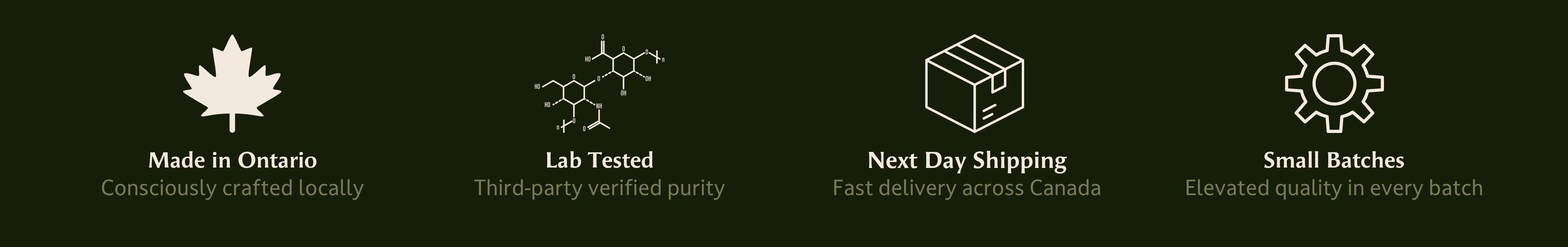 Set of icons with text labels on a black background