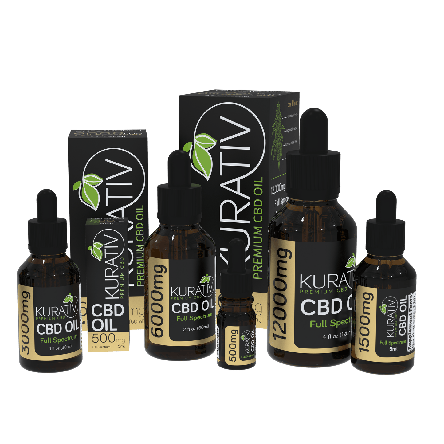 Kurativ CBD Oil Full Spectrum Unflavored 1500mg - 12000mg