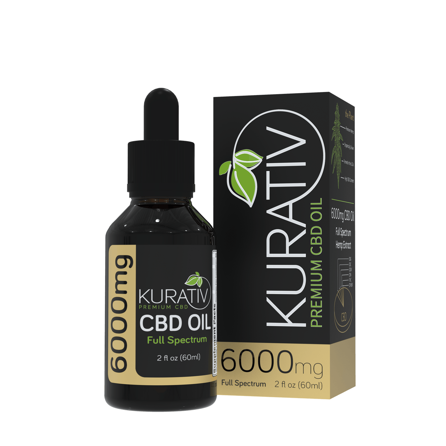 Kurativ CBD Oil Full Spectrum Unflavored 1500mg - 12000mg