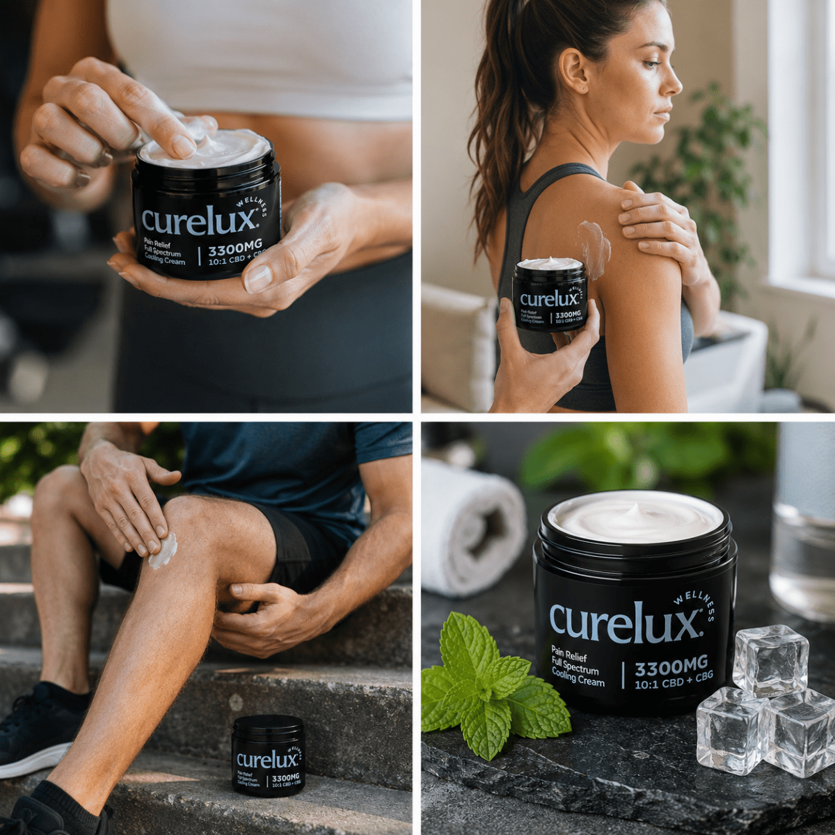 Full Spectrum CBD+CBG Pain Relief Cream 4oz - Cooling Menthol 3300mg